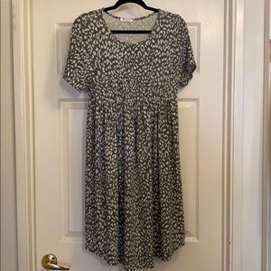 Pink Blush Grey Leopard Print Maternity Dress